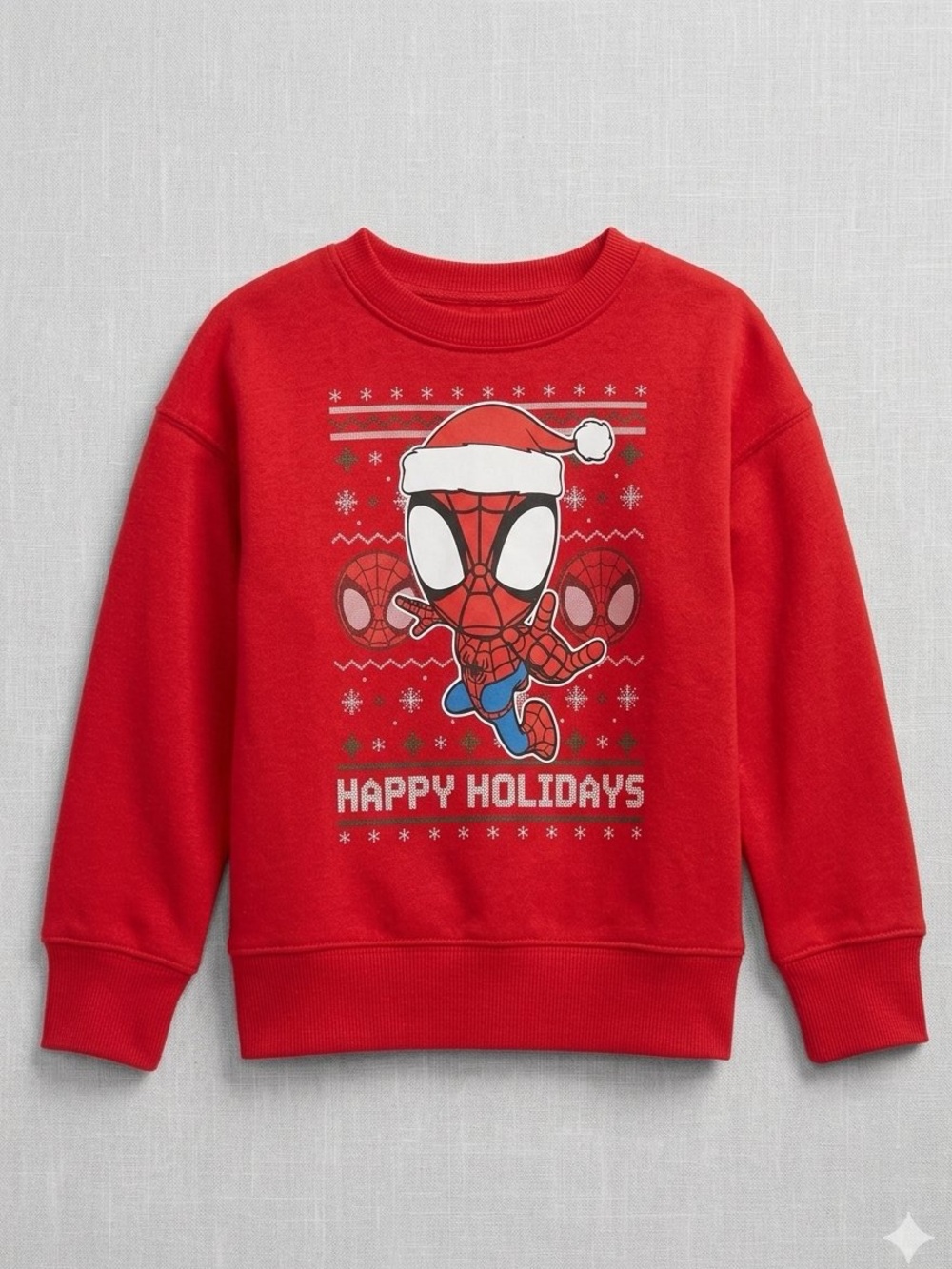 Marvel Kids Red Spider-Man "Happy Holidays" Christmas Sweatshirt 3T